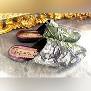Papucei Velvet Embroidered Tapestry Slip-On Mules